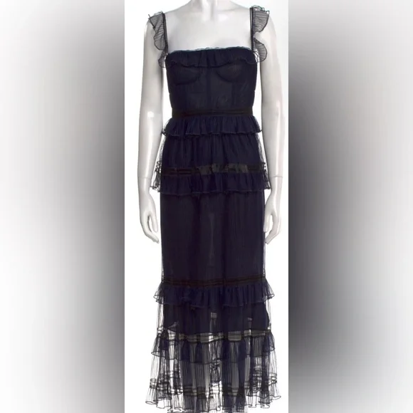 Jonathan Simkhai Black Midi Dress bustier 2 xs - Picture 4 of 8